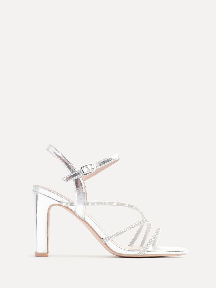 Серебряный - Linzi Matilda Diamante Block Heeled Sandals - Image 2 of 5