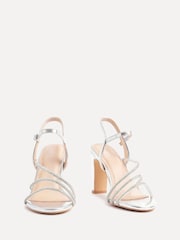 Серебряный - Linzi Matilda Diamante Block Heeled Sandals - Image 3 of 5