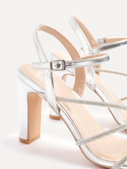 Серебряный - Linzi Matilda Diamante Block Heeled Sandals - Image 4 of 5