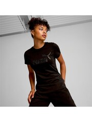 Puma Black Womens ESS+ ANIMAL 100% Cotton T-Shirt - Image 1 of 5