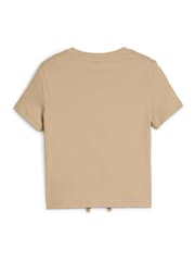 Puma Brown Kids Girls ESS+ ANIMAL Knotted 100% Cotton T-Shirt - Image 5 of 5