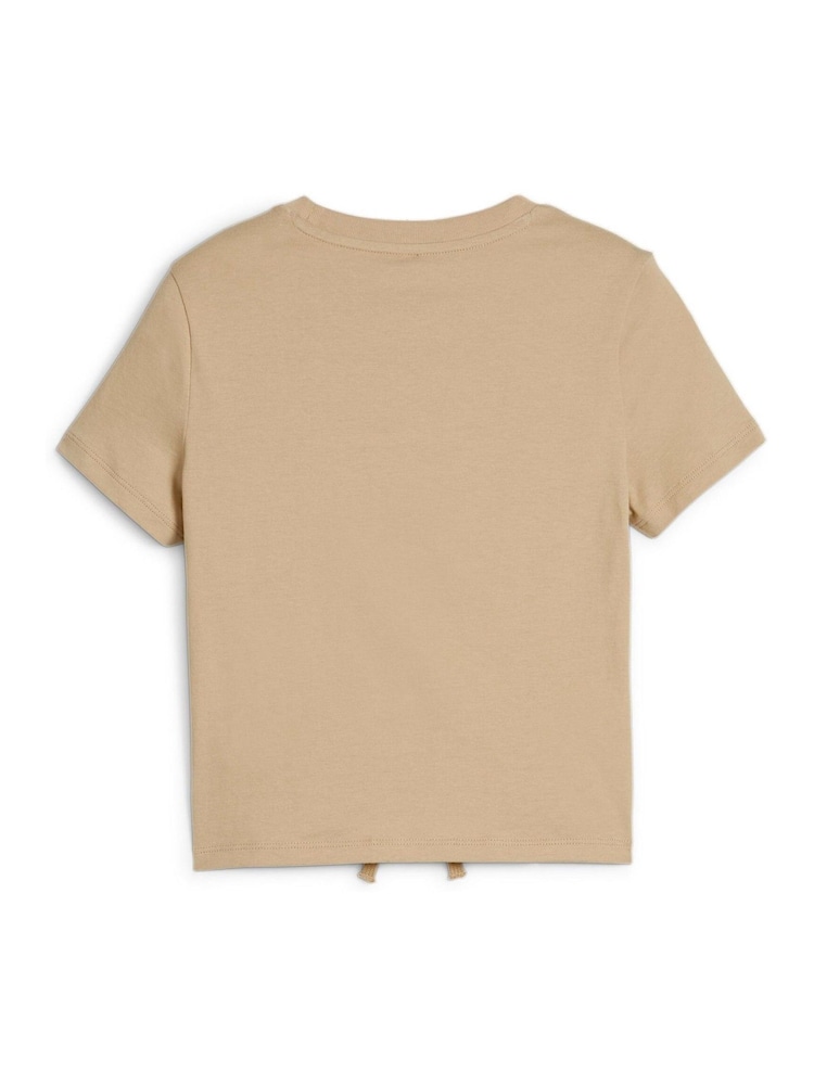 Puma Brown Kids Girls ESS+ ANIMAL Knotted 100% Cotton T-Shirt - Image 5 of 5