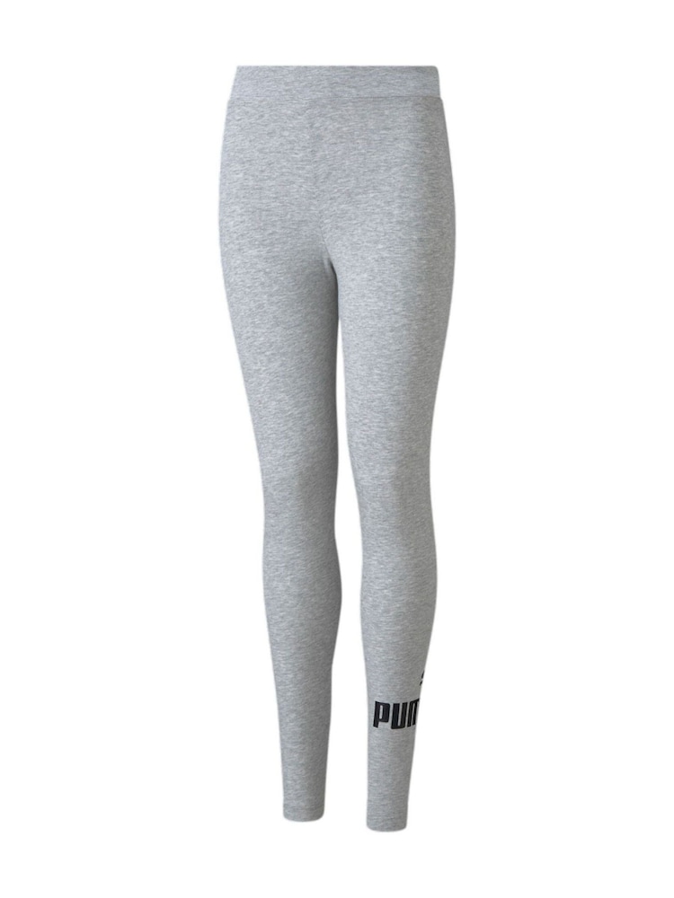 Puma Grey 100% Cotton Essentials Logo Youth Leggings - Image 1 of 2