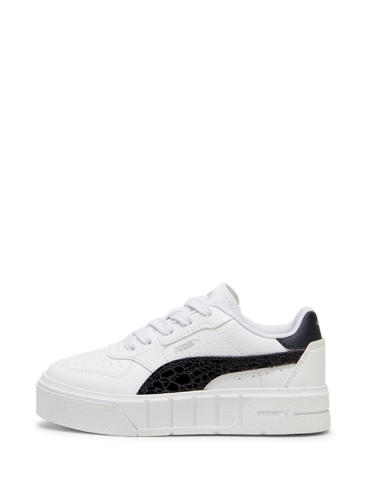 Puma White Black Kids Girls Cali Court Animal Print Sneakers - Image 2 of 6