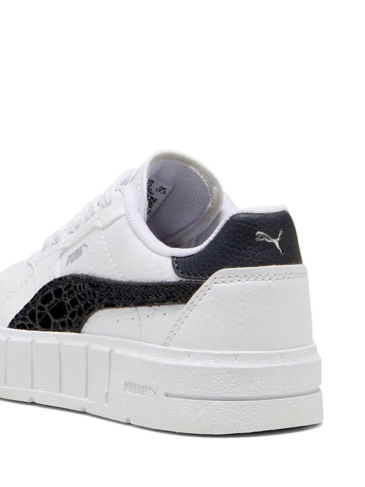 Puma White Black Kids Girls Cali Court Animal Print Sneakers - Image 6 of 6