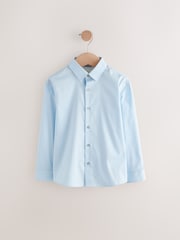 Light Blue Long Sleeve Long Sleeves Smart Trimmed Shirt (3-16yrs) - Image 1 of 4