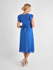 JoJo Maman Bébé Blue Spot Frill Sleeve Maternity Midi Dress - Image 2 of 4