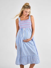 Платье миди в полоску с присборенными краями JoJo Maman Bébé для беременных - Image 1 of 4