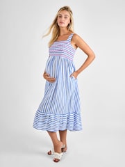 Платье миди в полоску с присборенными краями JoJo Maman Bébé для беременных - Image 2 of 4