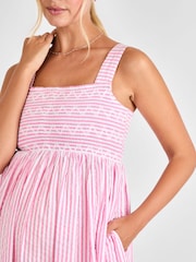 JoJo Maman Bébé Stripe Shirred Maternity Midi Dress - Изображение 4 из 4
