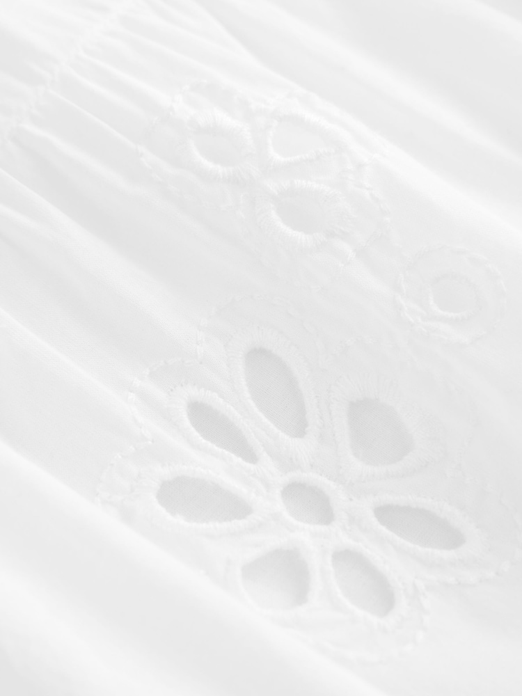 White Embroidered Tiered 100% Cotton Mini Dress - Image 7 of 8