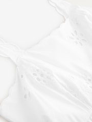 White Embroidered Tiered 100% Cotton Mini Dress - Image 8 of 8
