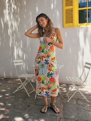 Rosa/Laranja - Vestido de verão Midi Slip - Imagem 1 de 8