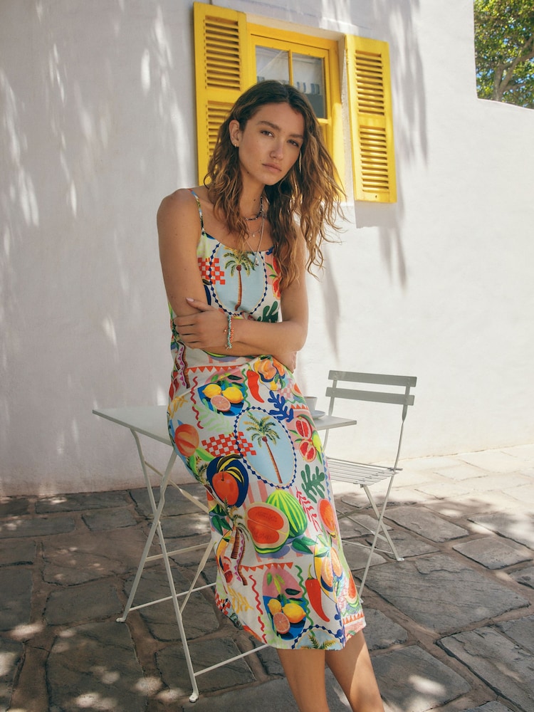 Rosa/Laranja - Vestido de verão Midi Slip - Imagem 2 de 8