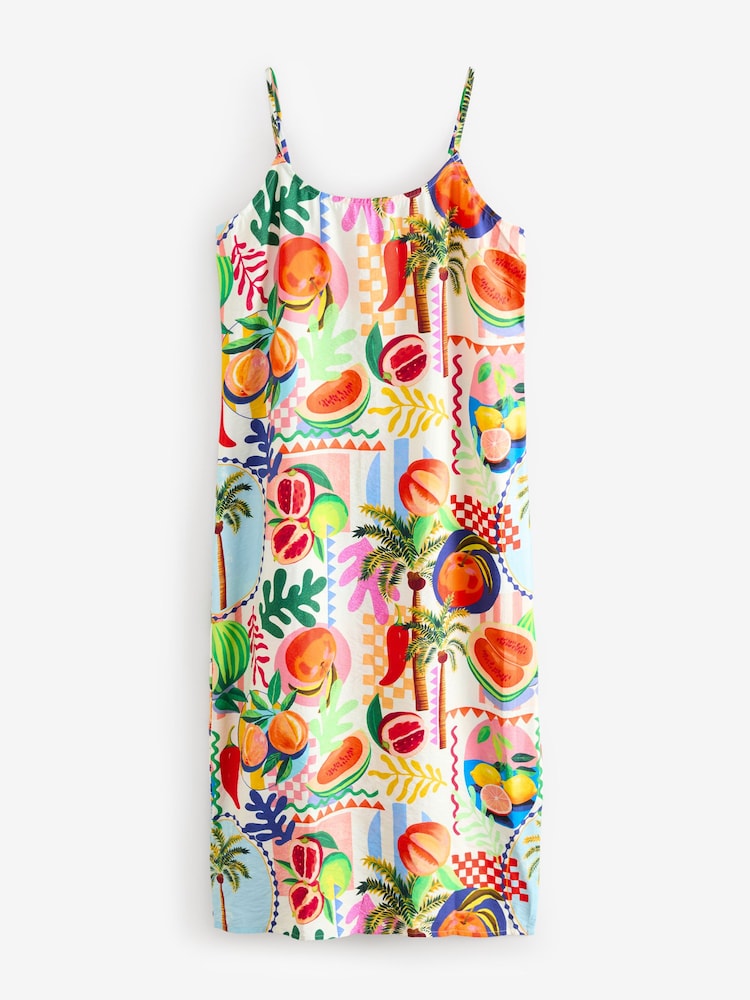 summer fruit maxi slip dress Biezeib Women Slip Dress, Spaghetti Straps V-neck Fruit Print Swing Dress Summer Long Dress