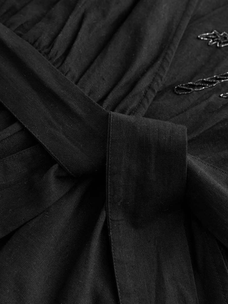 Black Sequin Palm Detail Playsuit - Image 7 of 7