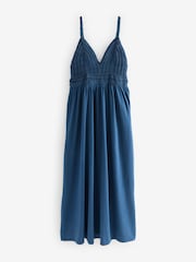 Navy Crochet Mix Midi Dress - Image 6 of 8