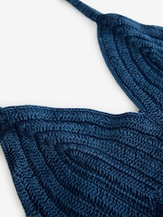 Navy Crochet Mix Midi Dress - Image 7 of 8