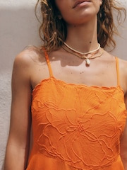 Orange Cornelli Wide Leg Jumpsuit With Linen - Image 4 of 7