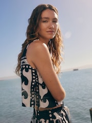 Monochrome Shell Top With Linen - Image 1 of 7