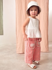 Red/White Gingham 100% Cotton Blouse and Trousers Co-ord Set (3mths-8yrs) - Image 1 of 9