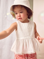 Red/White Gingham 100% Cotton Blouse and Trousers Co-ord Set (3mths-8yrs) - Image 2 of 9