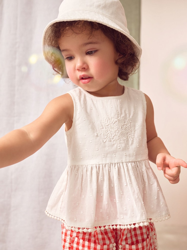 Red/White Gingham 100% Cotton Blouse and Trousers Co-ord Set (3mths-8yrs) - Image 2 of 9