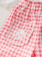 Red/White Gingham 100% Cotton Blouse and Trousers Co-ord Set (3mths-8yrs) - Image 9 of 9