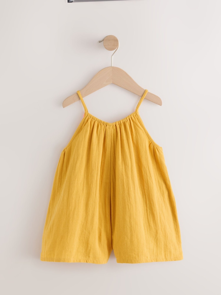 Ochre Yellow Giraffe 100% Cotton Playsuit (3mths-10yrs) - Image 5 of 5