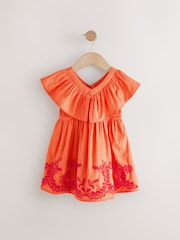 Orange Embroidered Summer Dress (3mths-10yrs) - Image 5 of 8