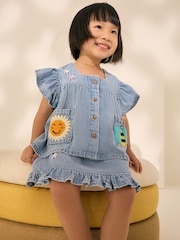 Blue Denim 100% Cotton Blouse And Skirt Co-ord Set (3mths-8yrs) - Image 1 of 9