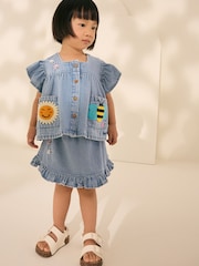 Blue Denim 100% Cotton Blouse And Skirt Co-ord Set (3mths-8yrs) - Image 2 of 9
