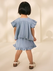 Blue Denim 100% Cotton Blouse And Skirt Co-ord Set (3mths-8yrs) - Image 3 of 9