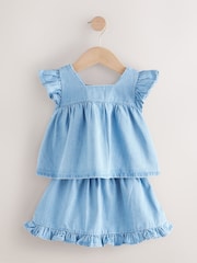 Blue Denim 100% Cotton Blouse And Skirt Co-ord Set (3mths-8yrs) - Image 6 of 9