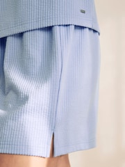 Blue Textured Tie Vest Short Set Pyjamas - Image 11 of 16