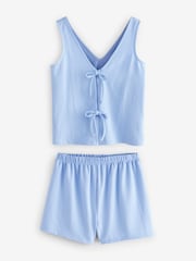 Blue Textured Tie Vest Short Set Pyjamas - Image 12 of 16