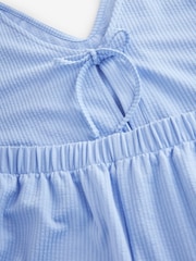 Blue Textured Tie Vest Short Set Pyjamas - Image 15 of 16