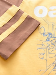 Yellow/Brown Official Oasis License Raglan Elbow Colour Block Graphic T-Shirt - Image 8 of 8