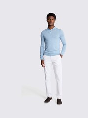 MOSS Blue Floral Merino Polo Shirt - Image 2 of 3