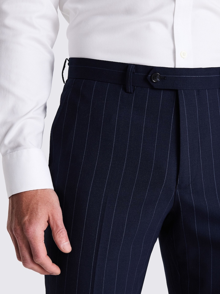 MOSS Blue Tailored Fit Stripe Performance Trousers - Image 3 of 3