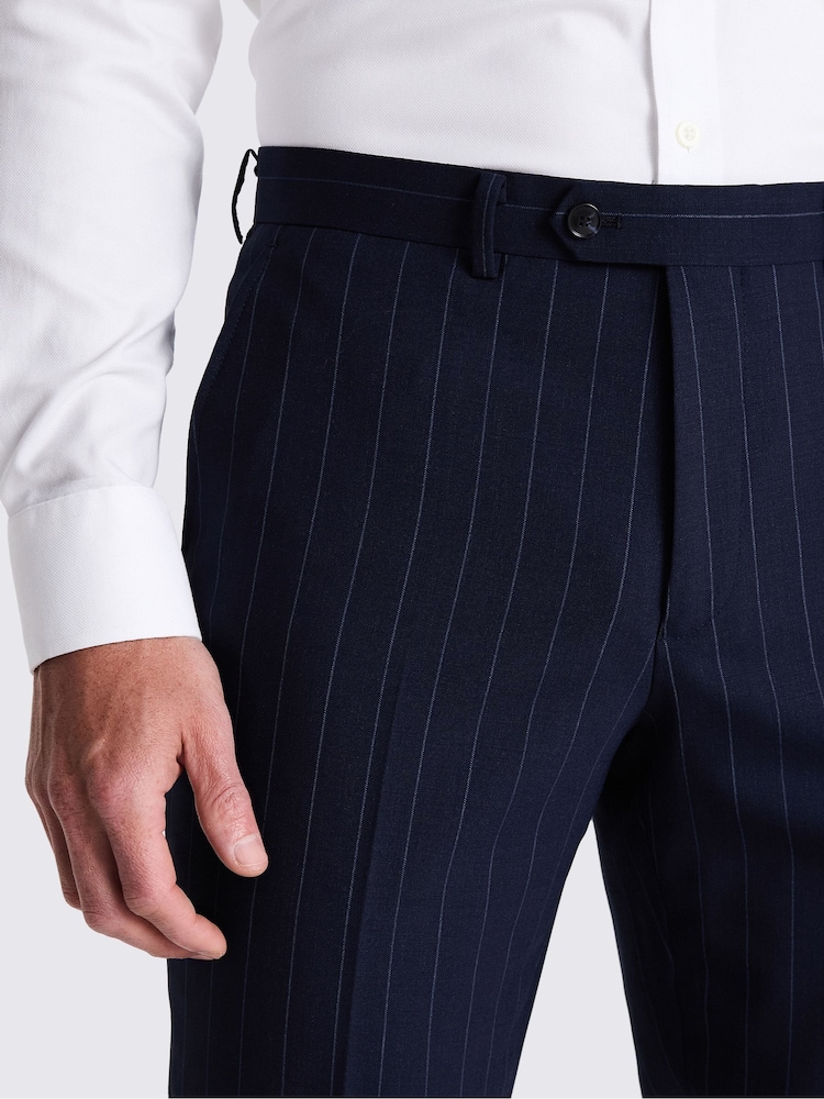 MOSS Blue Tailored Fit Stripe Performance Trousers - Image 3 of 3 MOSS Blue Tailored Fit Stripe Performance Trousers - Image 3 of 3