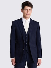MOSS Blue Tailored Fit Stripe Performance Jacket - Image 1 of 6