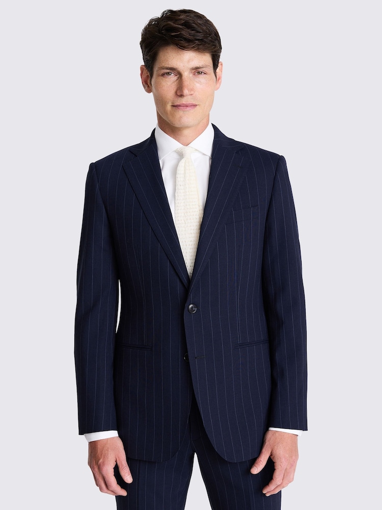 MOSS Blue Tailored Fit Stripe Performance Jacket - Image 2 of 6
