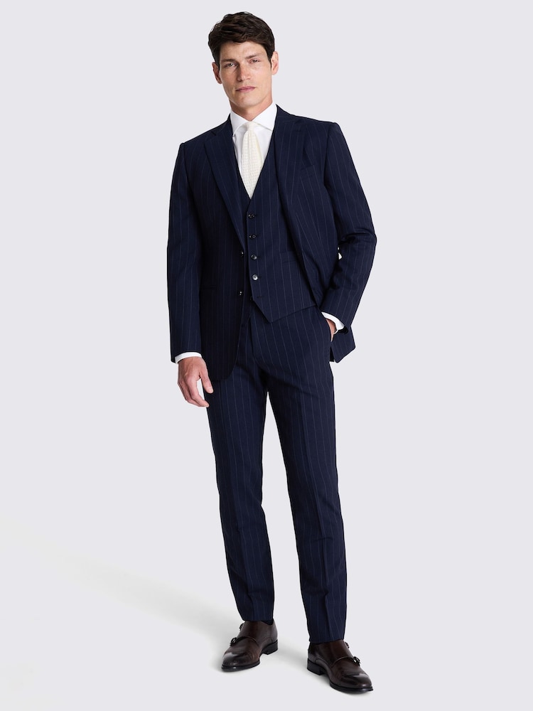 MOSS Blue Tailored Fit Stripe Performance Jacket - Image 4 of 6