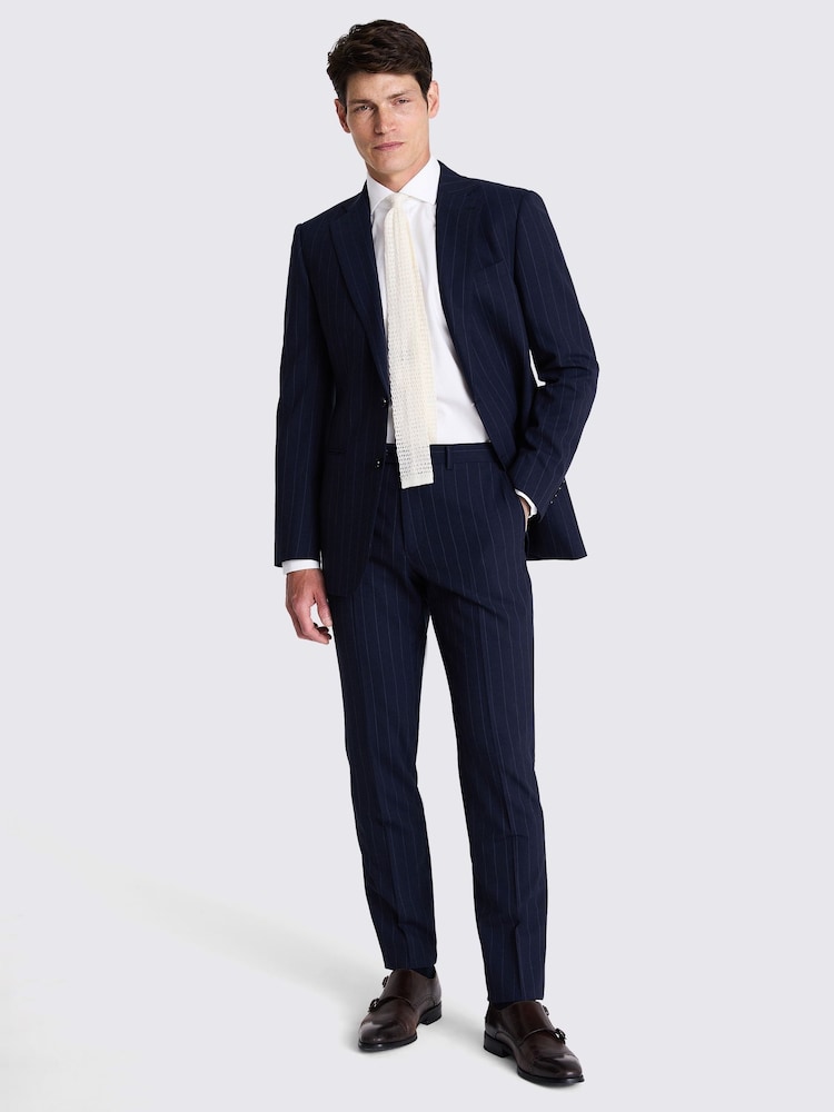 MOSS Blue Tailored Fit Stripe Performance Jacket - Image 5 of 6