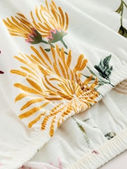 Kew Collection Ecru/Pink Print Short Sleeve Lace V-Neck Bubblehem 100% Cotton Top - Image 3 of 3