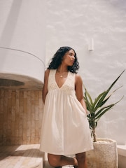 Cream Crochet Mix Mini Dress - Image 1 of 6