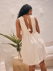 Cream Crochet Mix Mini Dress - Image 4 of 6