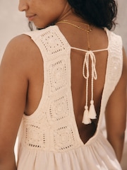 Cream Crochet Mix Mini Dress - Image 6 of 6