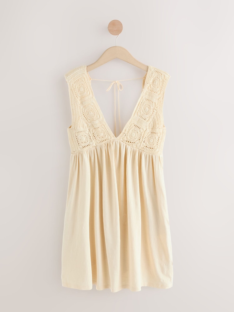 beige crochet mini dress Z Supply Calabria Crochet Mini Dress main image 1